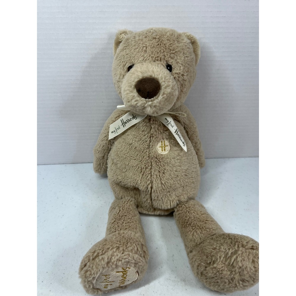 Harrods My First Harrods Teddy Bear Tan Plush Gold Embroidery 15 Inch 5445914